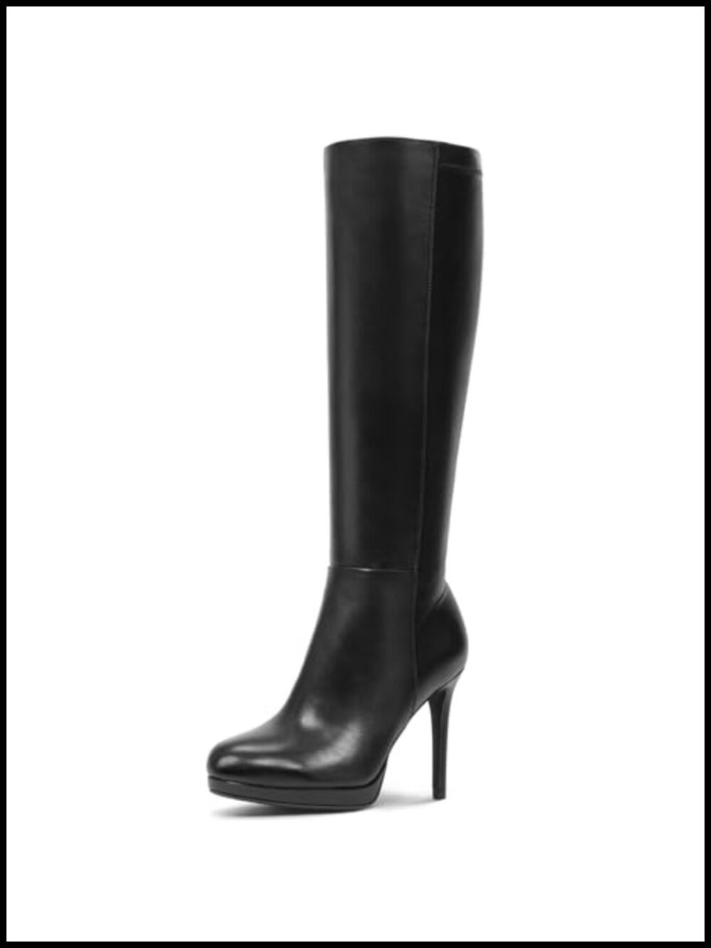 Knee High Stiletto Platform Boots Faux Leather Pointed Toe Side Zip Womens